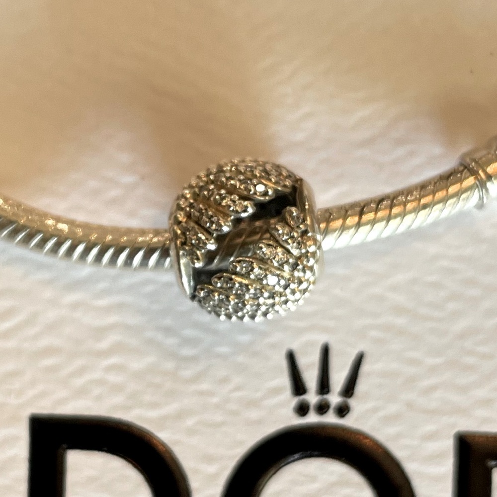 Authentic Majestic Feathers Pandora Charm Sterling silver and cz